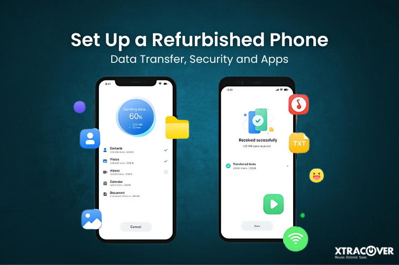 set up refurbished phone transfer contacts Android iPhone, phone setup tips, data safety mobile, must-have apps refurbished phone, secure refurbished devices, phone performance setup
